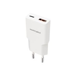 Cargador Nanocable USB-A/USB-C 20W Blanco (10.10.2022)