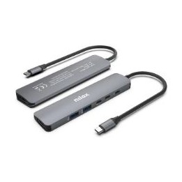 Docking NILOX Slim USB-C 6 en 1 Gris (NXDSUSBC09)