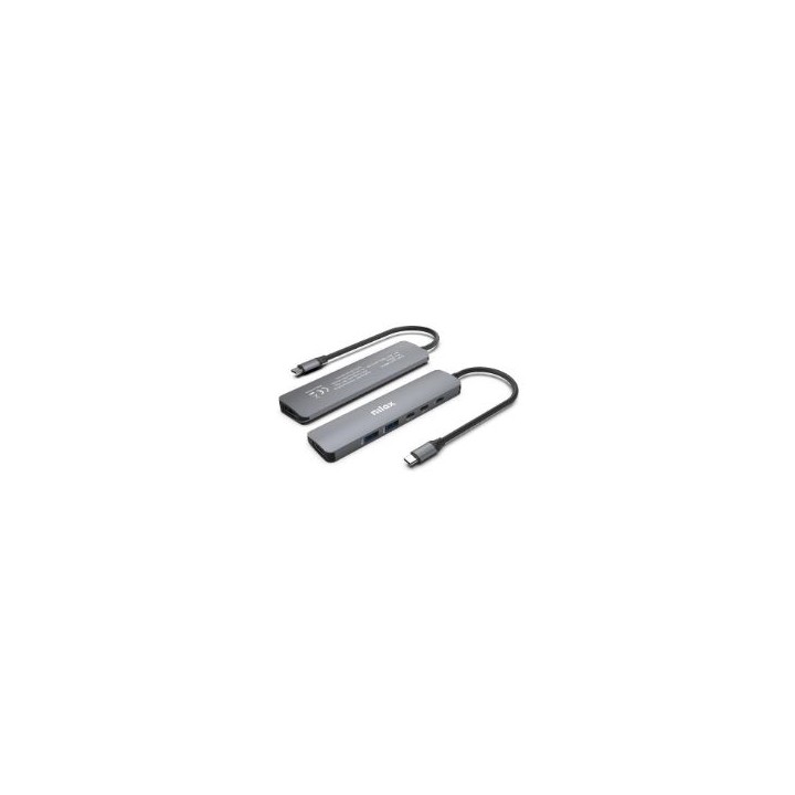Docking NILOX Slim USB-C 6 en 1 Gris (NXDSUSBC09)
