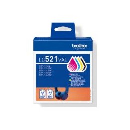 Tinta Brother Pack Negro/Tricolor 300 pág (LC521VAL)