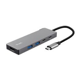 Adaptador Trust Dalyx 5en1 USB-C Gris (26062)