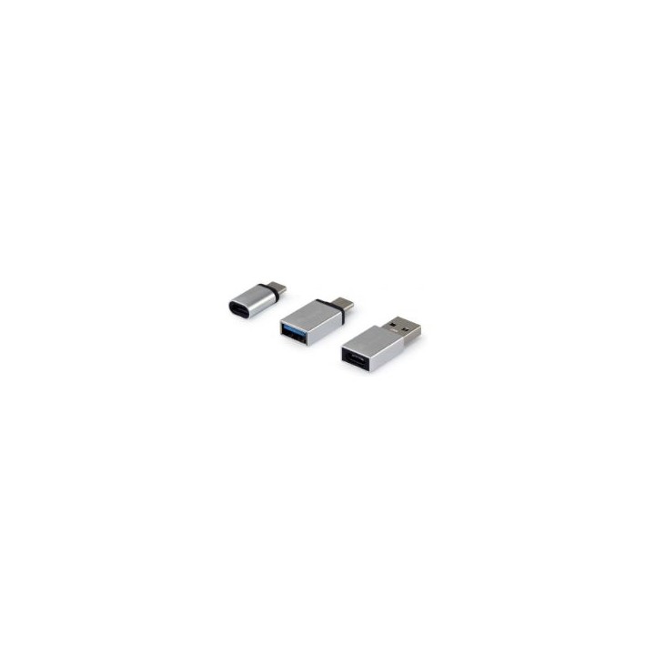 Adaptadores EQUIP USB-A USB-C mUSB Plata (EQ133475)