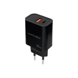 Cargador Pared Nanocable USB-A/C 30W Negro (10.10.2012)