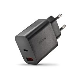 Cargador NGS GaN 20W 1USB-A 1USB-C Negro (ERA20WBLACK)