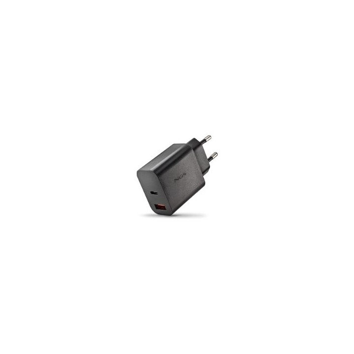 Cargador NGS GaN 20W 1USB-A 1USB-C Negro (ERA20WBLACK)