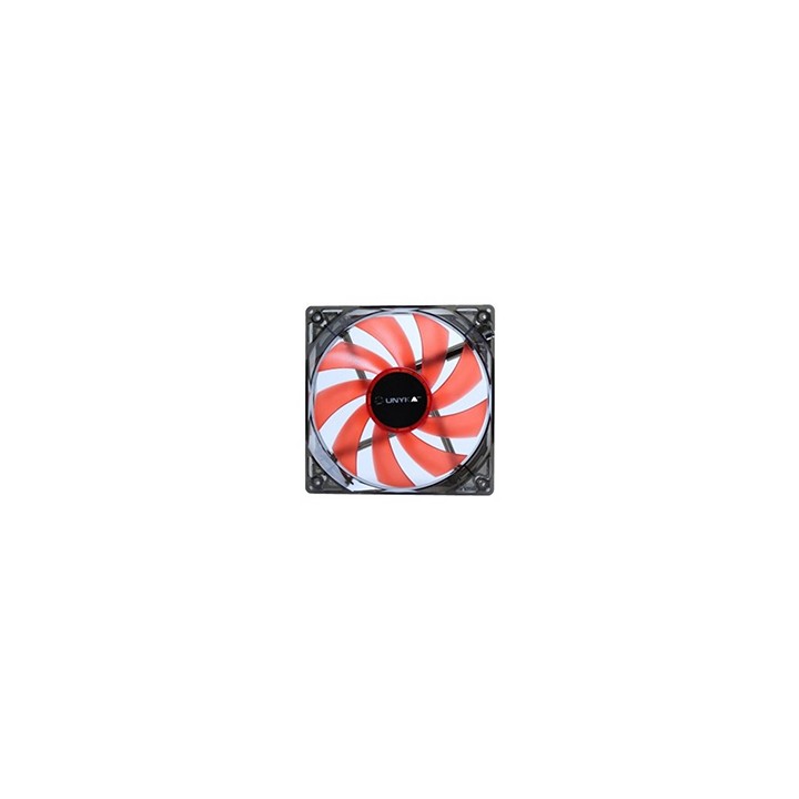 Ventilador 12x12 UNYKA LED Rojo 3Pin/PWM (51792)