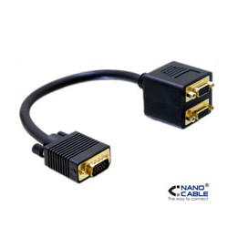 Nanocable 1xVGA/M a 2xVGA/H 20Cm Negro (10.15.1900)
