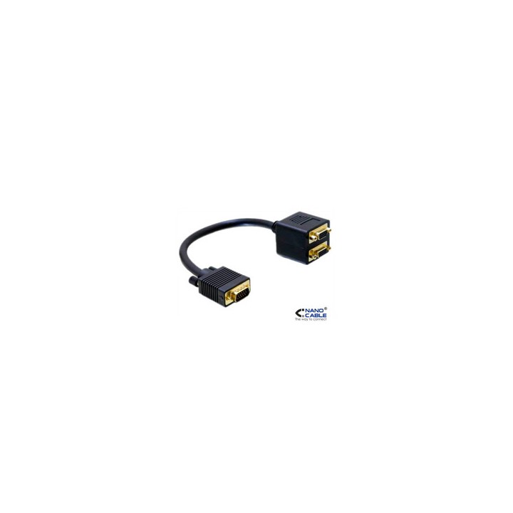 Nanocable 1xVGA/M a 2xVGA/H 20Cm Negro (10.15.1900)