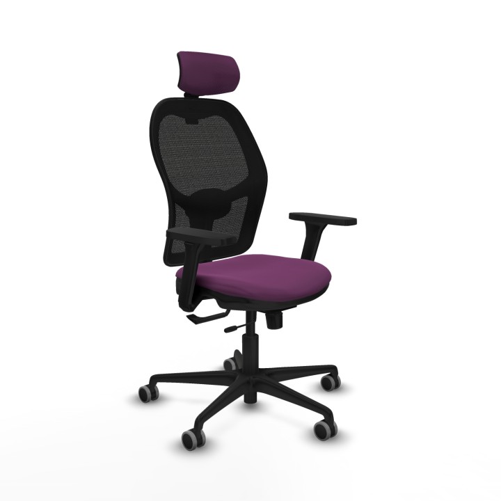 Piqueras y Crespo Jorquera traslack malla negra similpiel morado brazos 3D base nailon cabecero 2D ruedas 65mm engomada