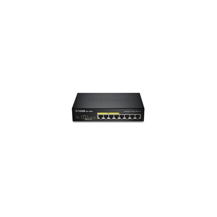 Switch D-Link 8xRJ45 GbE PoE Negro (DGS-1008P)