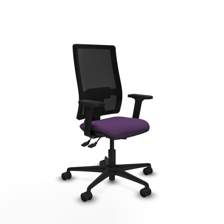 Piqueras y Crespo Bormate asincro malla negra bali morado brazos 2D base nailon  ruedas 65mm nailon