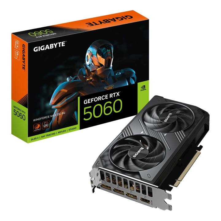 GIGABYTE GeForce RTX 5060 WINDFORCE MAX OC 8G Tarjeta Gráfica – 8 GB GDDR7, 128 bits, PCI-E 5.0, 2512 MHz Frecuencia del