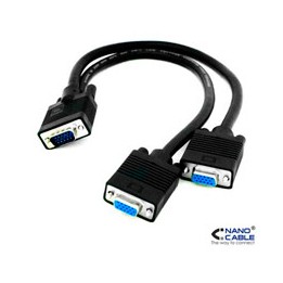 Nanocable 1xVGA/M a 2xVGA/H 45Cm Negro (10.15.2000)