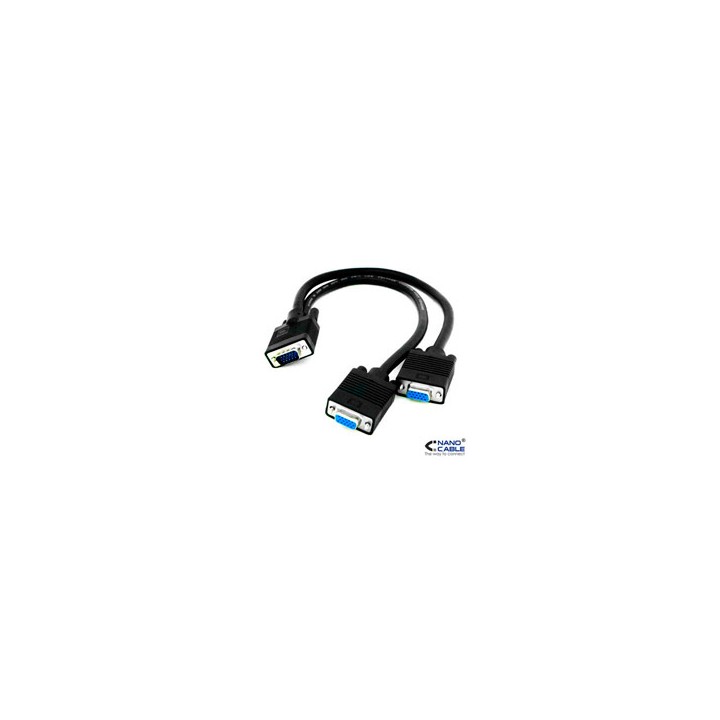 Nanocable 1xVGA/M a 2xVGA/H 45Cm Negro (10.15.2000)