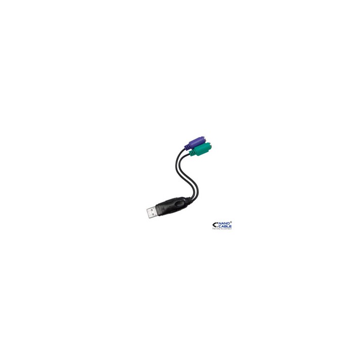 Nanocable USB-A/M a 2xPS/2/H 15cm Negro (10.03.0101)