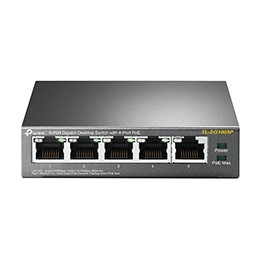 Switch TP-Link 5xRJ45 GbE PoE 56W Negro (TL-SG1005P)