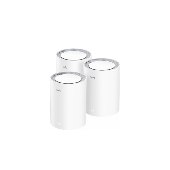 Cudy M3000 3-PACK sistema Wi-Fi Mesh (Wi-Fi en malla) Doble banda (2,4 GHz / 5 GHz) Wi-Fi 6 (802.11ax) Gris, Blanco 1 Interno