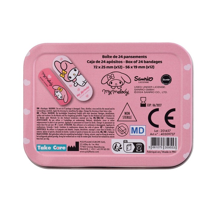 Caja Metal Tiritas My Melody Hello Kitty