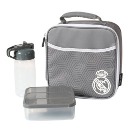 Bolsa porta alimentos termica + tupper + botella Real Madrid