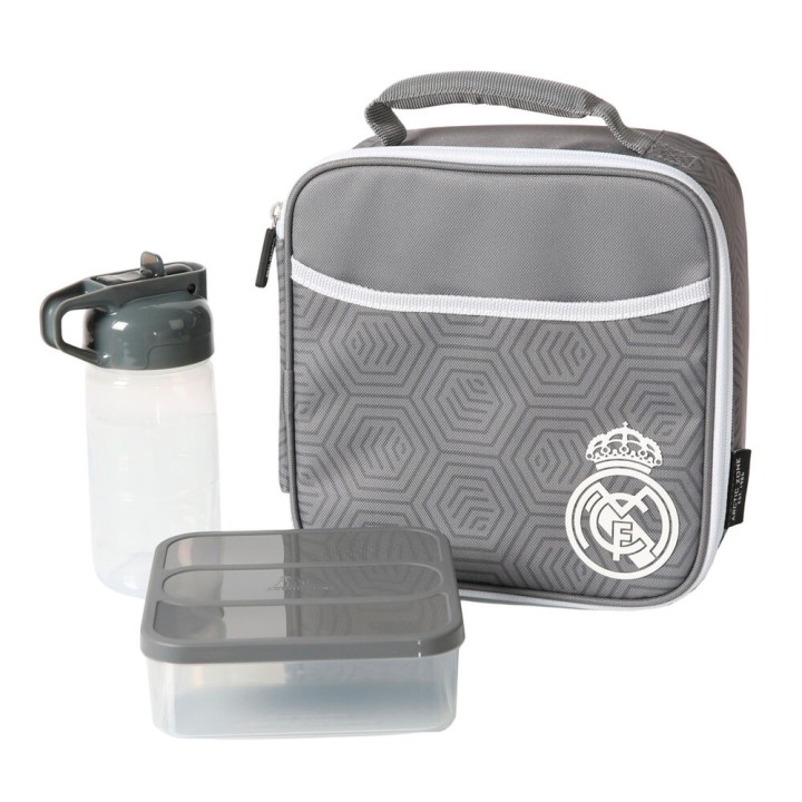 Bolsa porta alimentos termica + tupper + botella Real Madrid