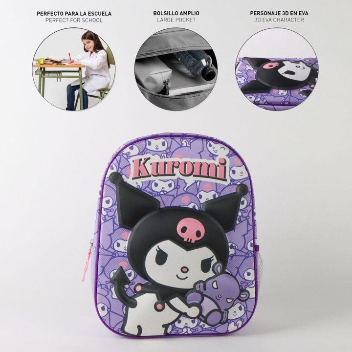 Mochila 3D Kuromi Hello Kitty 30cm