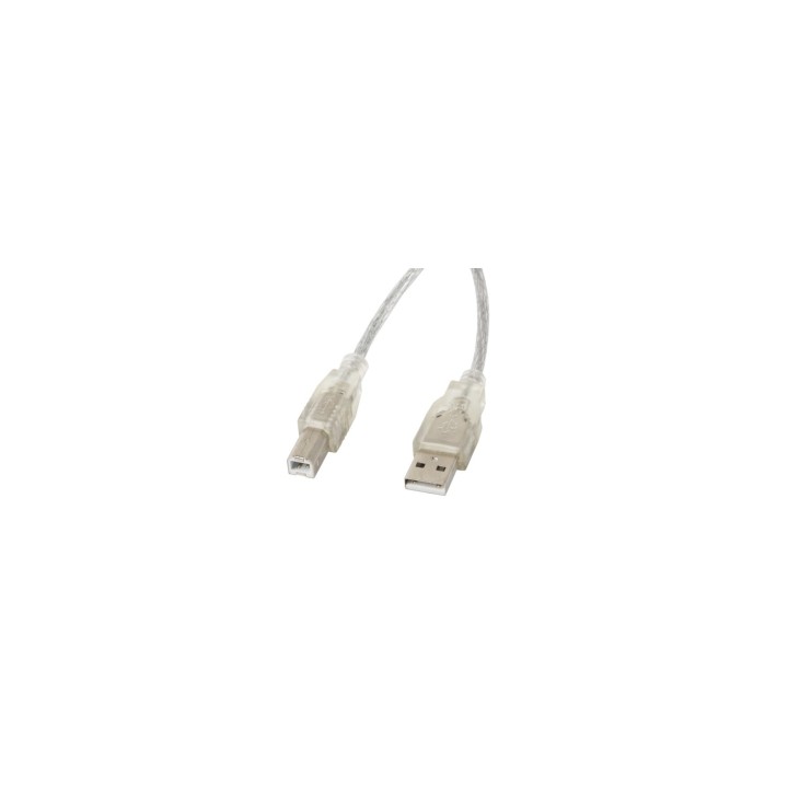 Lanberg CA-USBA-12CC-0050-TR Cable usb 2.0 tipo-a macho a usb tipo-b macho 5m transparente