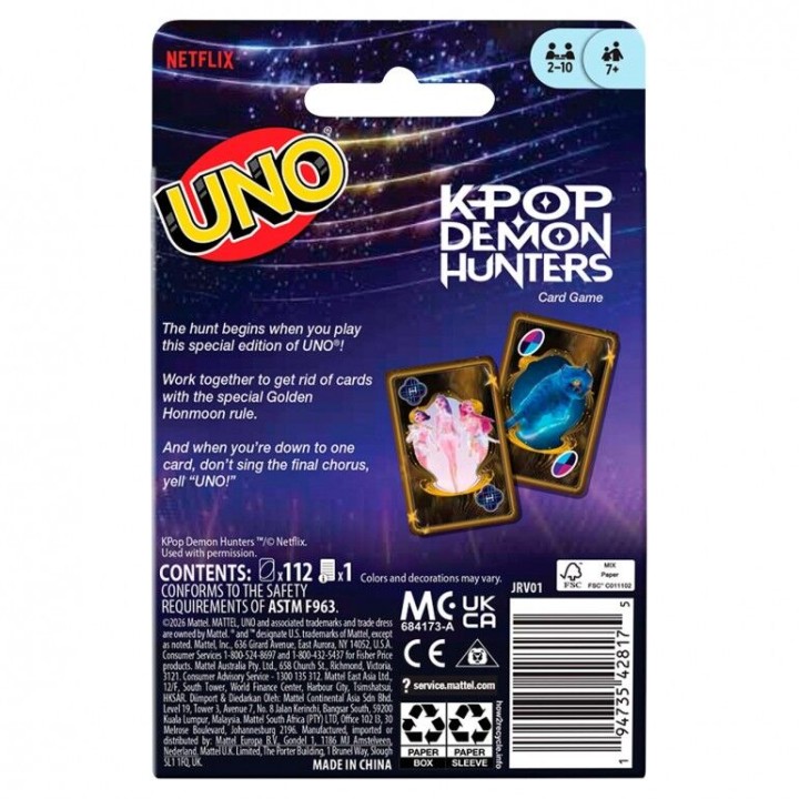 Juego cartas UNO K-Pop Demon Hunters