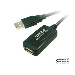 Nanocable USB-A/M a USB-A/H 5m Negro (10.01.0211)