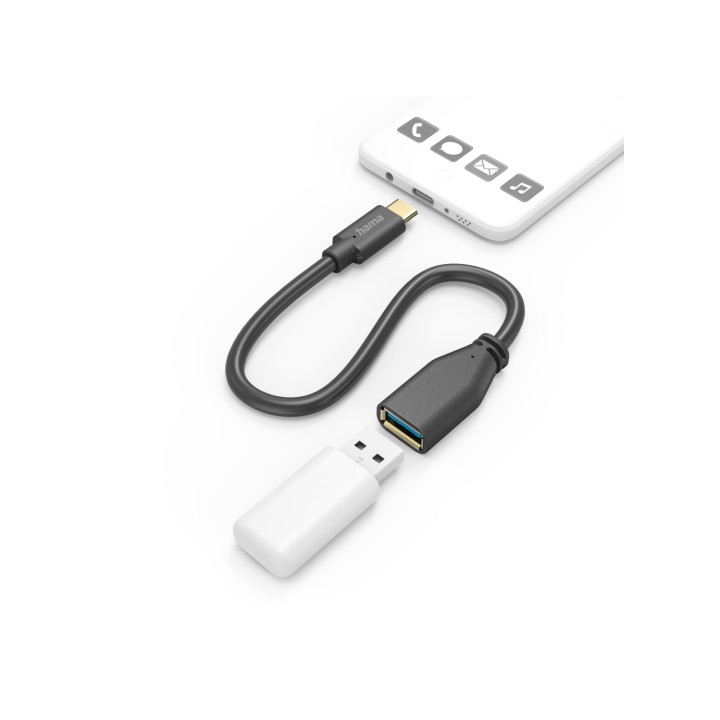 Hama 00201605 cable USB USB 3.2 Gen 1 (3.1 Gen 1) 0,15 m USB C USB A Negro