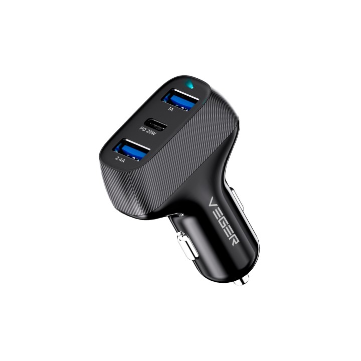Veger Cargador Mechero Coche 2x USB-A 1 x USB-C Carga Rapida 20W