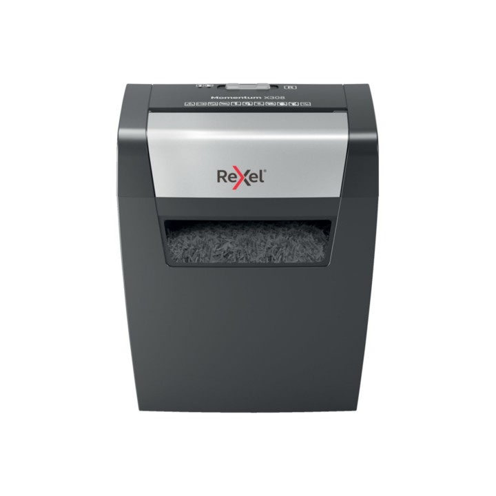 Rexel Momentum X308 triturador de papel Corte en partÍ­culas Negro, Gris