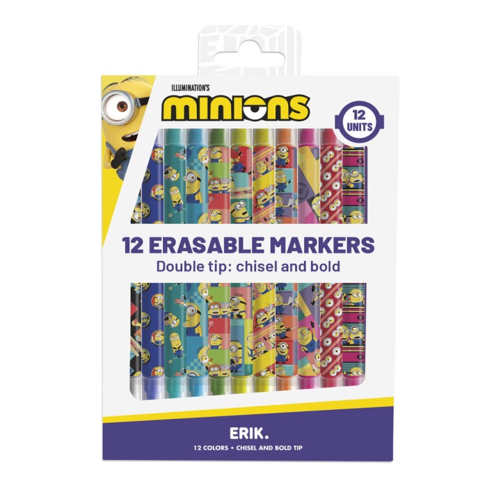 Blister 12 rotuladores borrables Minions