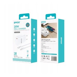 BWOO Cargador Rápido 20W Cable Type-C to Type-C 1 Metro Blanco (BO-CDA159C-C)