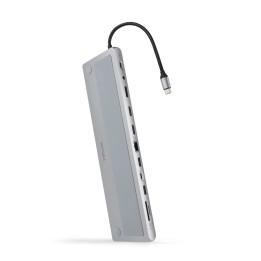 Nanocable HUB USB-C 12 en 1, Conversor USB-C 3.1 a 3xUSB-A 3.0 + USB-C 3.0 + USB-C PD 100W + 2xHDMI 4K60Hz + DP 4K60Hz + RJ45