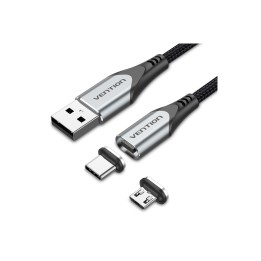 Vention CQMHD cable de teléfono móvil Gris, Negro 0,5 m USB A Micro USB Type-B/USB Type-C