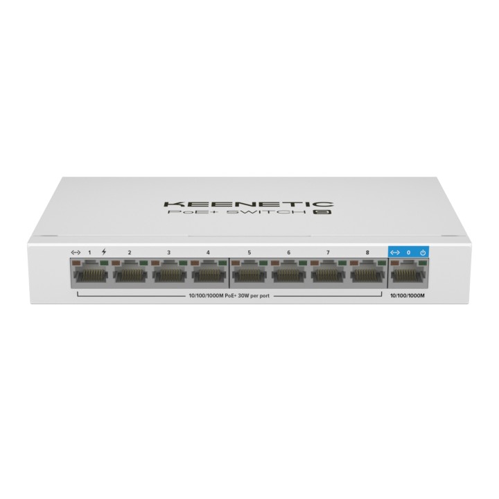 Keenetic PoE+ Switch 9 (KN-4710) Switch Gigabit de 9 puertos con 8 puertos PoE+ y asignación de energía de 120 W