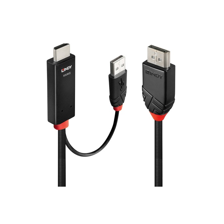Lindy 41500 adaptador de cable de vÍ­deo 3 m HDMI + USB Type-A DisplayPort Negro