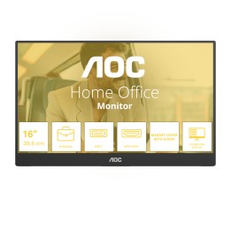 AOC 16T20E2 monitor o TV portátil Monitor portátil Negro 39,6 cm (15.6") LED 1920 x 1080 Pixeles