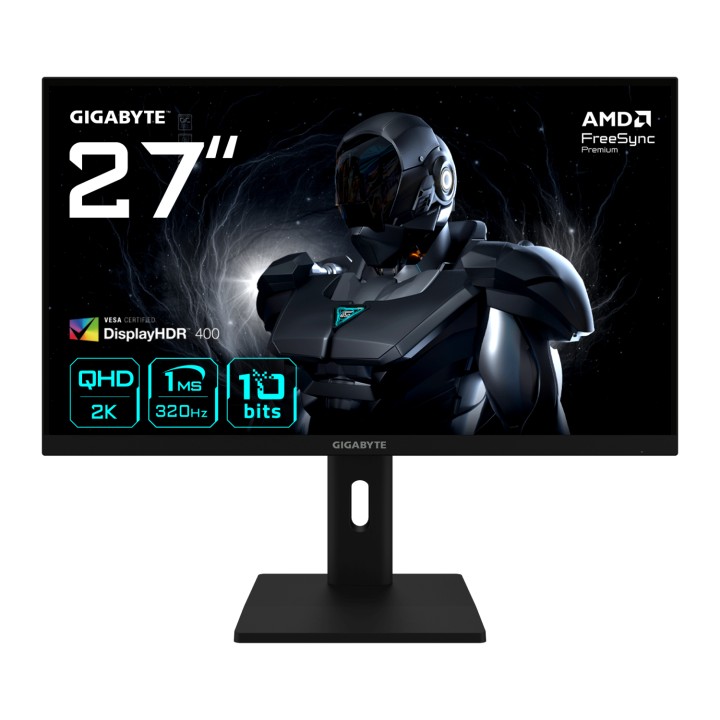 GIGABYTE G27Q3 Monitor Gaming 27” 2K QHD - 2560 x 1440, 320Hz, 1ms, 350 cd/m², FreeSync Premium, Display HDR400, HDMI 2.0,