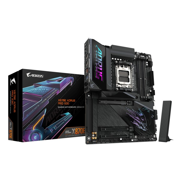 GIGABYTE X870E AORUS PRO X3D Placa Base - Compatible con procesadores AMD Ryzen 9000, VRM digital de 18+2+2 fases, hasta