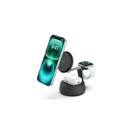 Belkin Qi2 Fitness tracker, Auriculares, Smartphone, Reloj inteligente Negro USB Cargador inalámbrico Carga rápida Interior