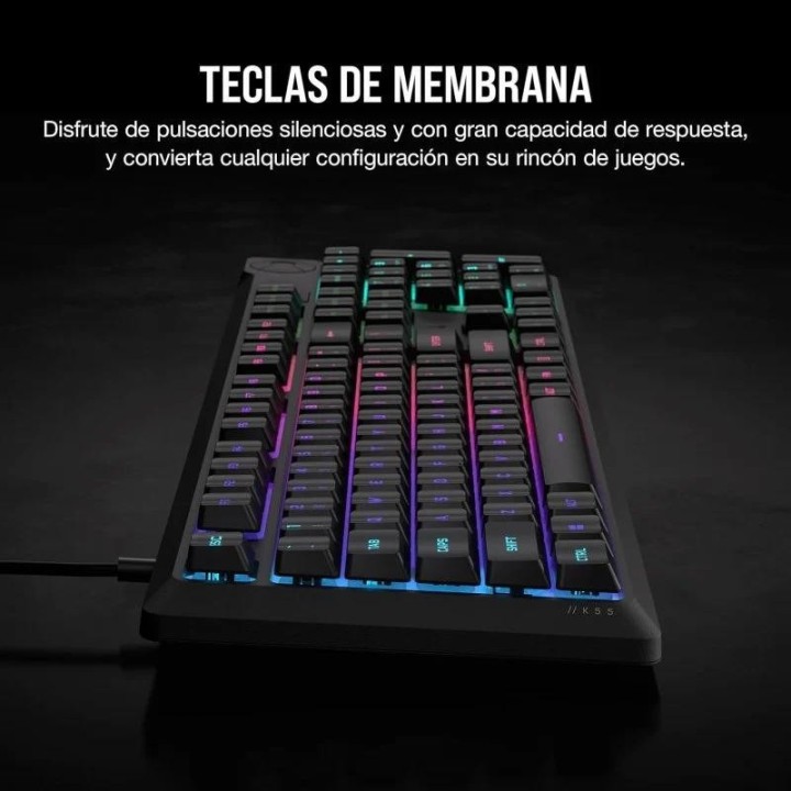 TECLADO GAMING CORSAIR K55 USB ICUE BLACK