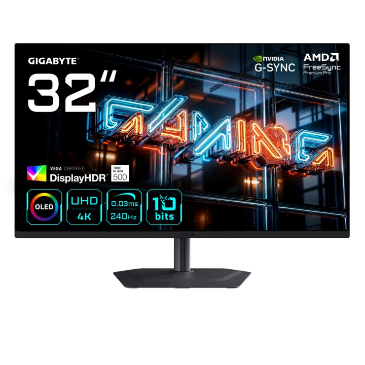 GIGABYTE MO32U24 Monitor Gaming OLED 32” 4K UHD - 3840 x 2160, 240Hz, 0.03ms, 300 cd/m², G-Sync Compatible, FreeSync Premium
