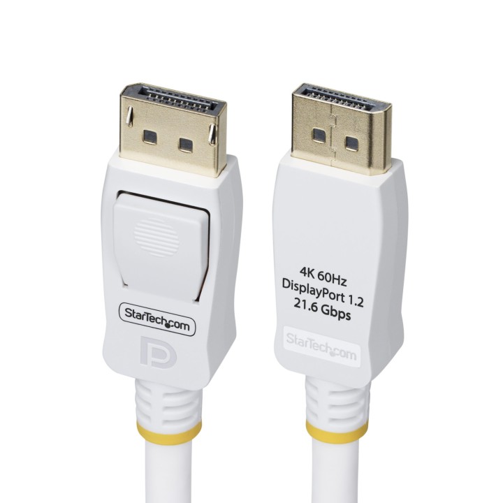 StarTech.com Cable DisplayPort 1.2 Certificado VESA Blanco de 1,8m - Cable DP 1.2 para Monitor - 4K 60Hz - 21,6Gbps - con