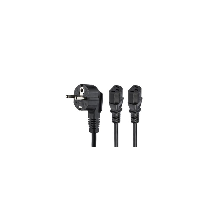 StarTech.com PXT101YEU2M Cable de 2m de alimentación para ordenadores Schuko CEE7 a 2x C13 en Y - Cable de Alimentación Tipo