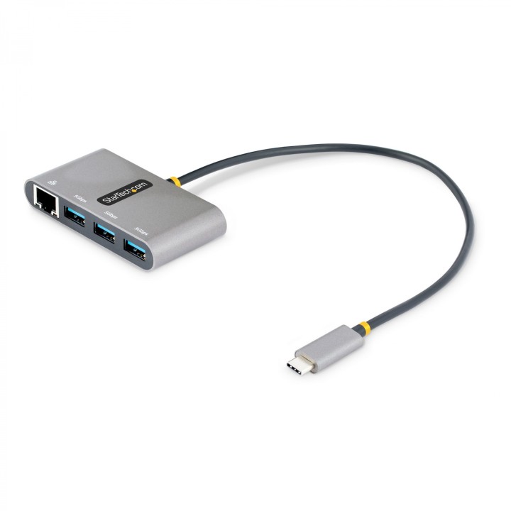 StarTech.com Hub Adaptador USB-C con Ethernet de 3 Puertos USB-A - Red Ethernet Gigabit RJ45 - USB 3.0 5Gb - Alimentado por el