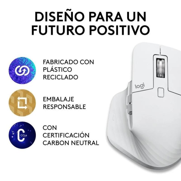 RATON LOGITECH MX MASTER 3S WIRELESS 8000DPI 7 BOTONES WHITE