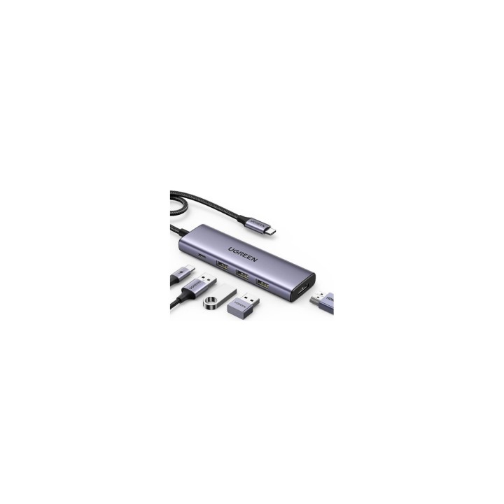 Ugreen 15596 base para portátil y replicador de puertos Alámbrico USB 3.2 Gen 1 (3.1 Gen 1) Type-A + Type-C Aluminio