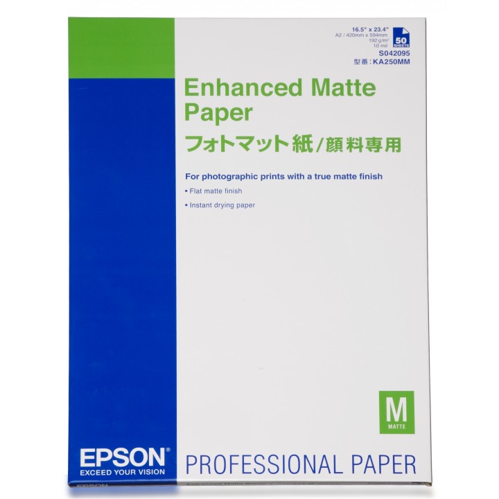 Papel Epson Enhanced Matte Paper, DIN A2, 192 g/m², 50 hojas C13S042095