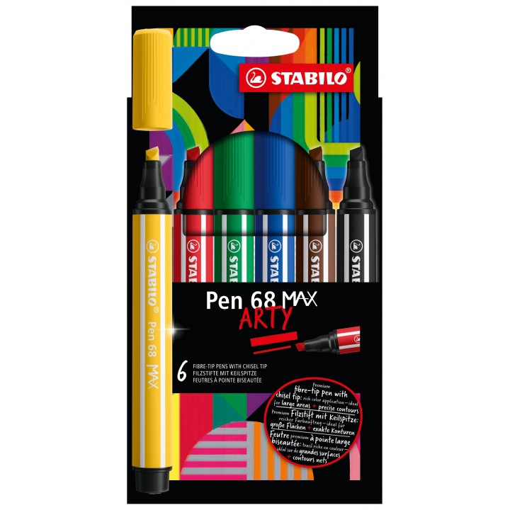 STABILO Pen 68 MAX rotulador Negro, Azul, Marrón, Verde, Rojo, Amarillo 6 pieza(s)